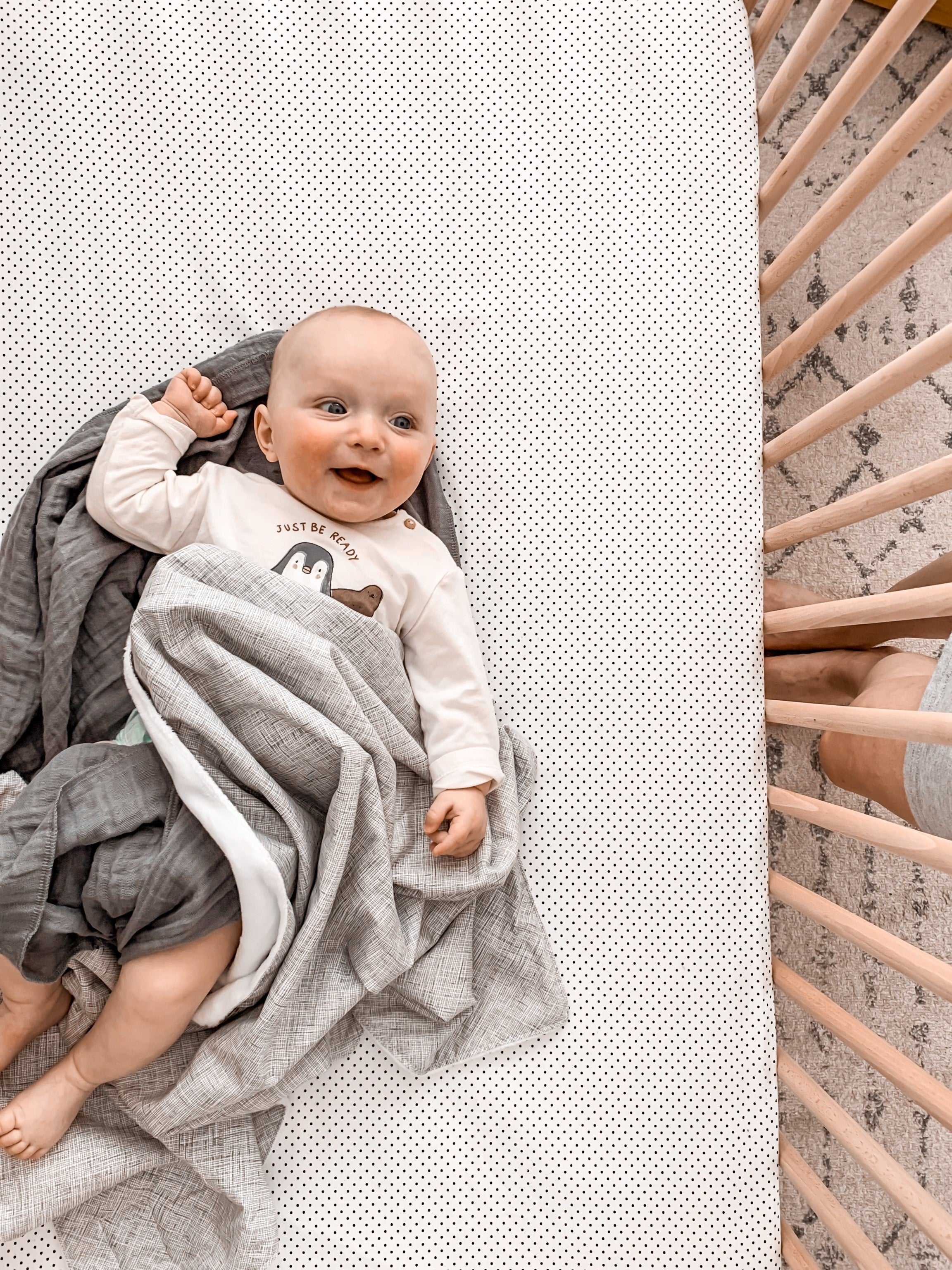 Nest Grey and White Soft Crib Blanket - Olli+Lime